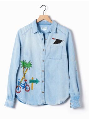 Mira Mikati Denim Blue Ice Cream Button Down Chambray
